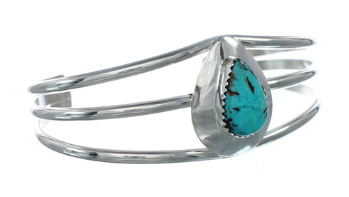 Native American Turquoise Sterling Silver Tear Drop Navajo Cuff Bracelet NX11629